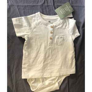 H&M Baby 100% Organic Cotton 6 Month Bodysuit Shirt Henley NWT
